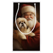 Lhasa Apso mit dem Weihnachtsmann Weihnachten Kleine Geschenktüte (Vorderseite)