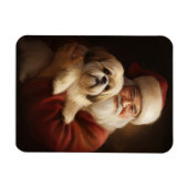 Lhasa Apso mit dem Weihnachtsmann Weihnachten Magnet (Horizontal)