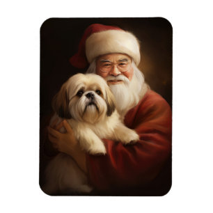 Lhasa Apso mit dem Weihnachtsmann Weihnachten Magnet