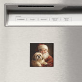 Lhasa Apso mit dem Weihnachtsmann Weihnachten Magnet (In Situ (Geschirrspüler))
