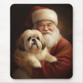 Lhasa Apso mit dem Weihnachtsmann Weihnachten Mousepad (Vorne)