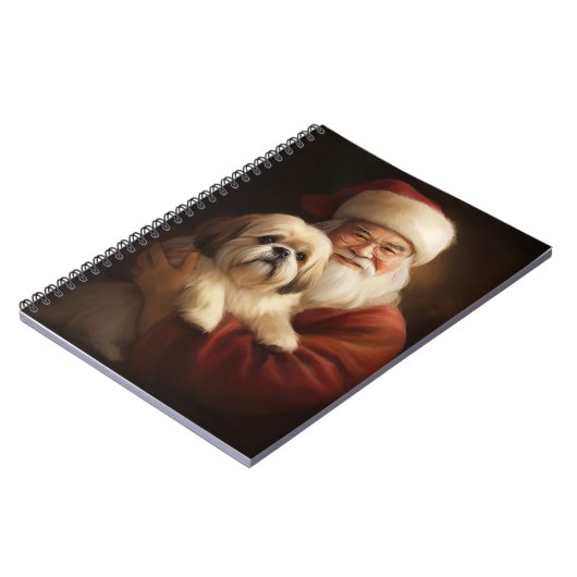 Lhasa Apso mit dem Weihnachtsmann Weihnachten Notizblock (Linke Seite)