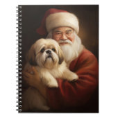 Lhasa Apso mit dem Weihnachtsmann Weihnachten Notizblock (Vorderseite)