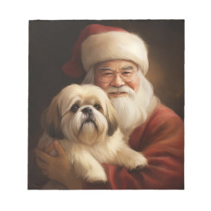 Lhasa Apso mit dem Weihnachtsmann Weihnachten Notizblock