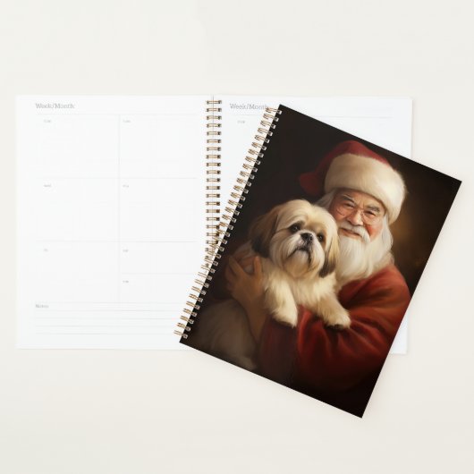Lhasa Apso mit dem Weihnachtsmann Weihnachten Planer (Anzeige)