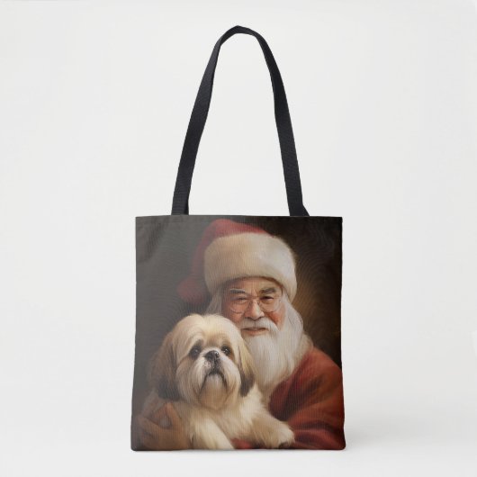 Lhasa Apso mit dem Weihnachtsmann Weihnachten Tasche (Vorderseite)