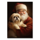 Lhasa Apso mit dem Weihnachtsmann Weihnachten Tischnummer (Rückseite)