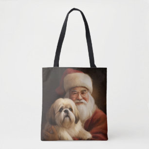 Lhasa Apso mit Weihnachtsmann Festive Weihnachten Tasche