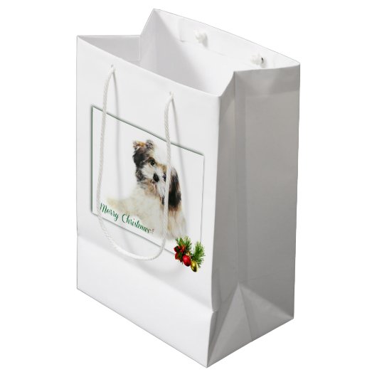 Lhasa Apso Mittlere Geschenktüte (Vorderseite Schrägansicht)