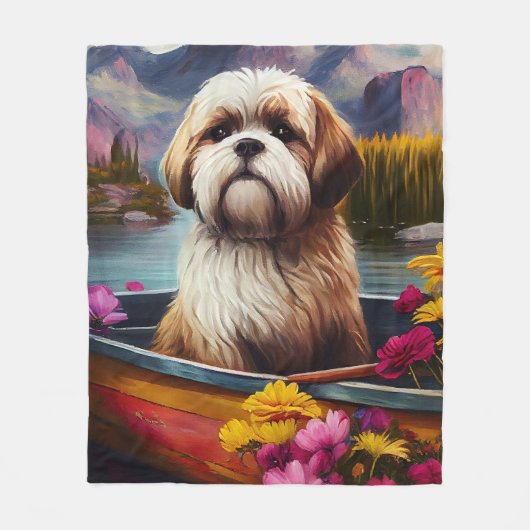 Lhasa Apso on a Paddle: A Scenic Adventure Fleecedecke (Vorderseite)