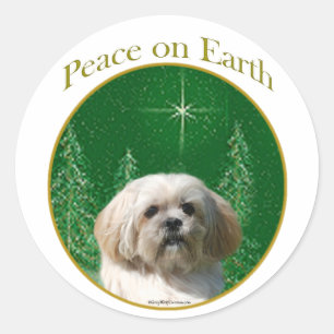 Lhasa Apso Peace Runder Aufkleber