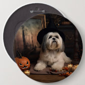 Lhasa Apso Pumpkins Halloween Beängstigend Button (Vorne & Hinten)