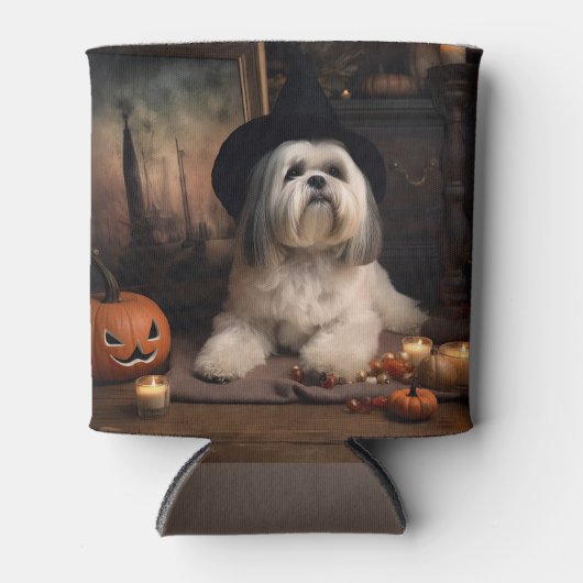 Lhasa Apso Pumpkins Halloween Beängstigend Dosenkühler (Vorderseite)