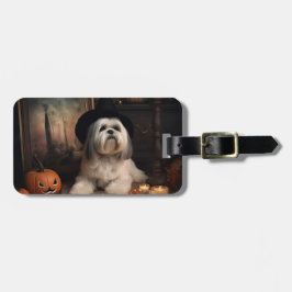 Lhasa Apso Pumpkins Halloween Beängstigend Gepäckanhänger