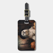 Lhasa Apso Pumpkins Halloween Beängstigend Gepäckanhänger (Vorderseite vertikal)
