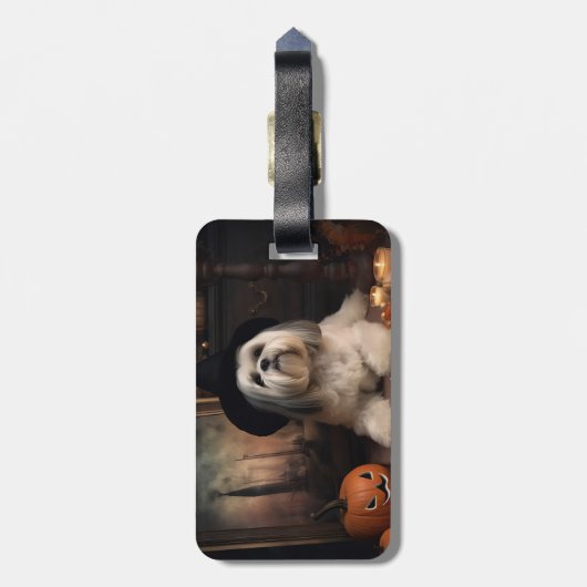Lhasa Apso Pumpkins Halloween Beängstigend Gepäckanhänger (Rückseite vertikal)