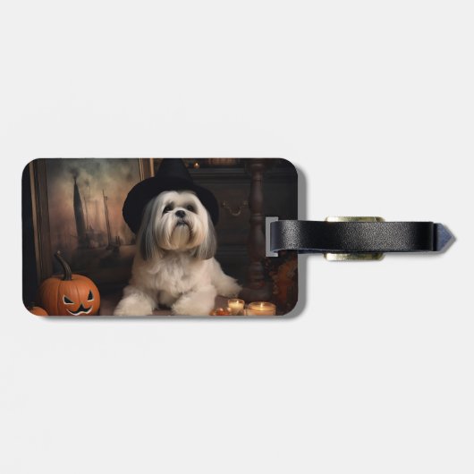 Lhasa Apso Pumpkins Halloween Beängstigend Gepäckanhänger (Rückseite horizontal)