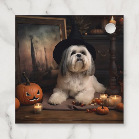 Lhasa Apso Pumpkins Halloween Beängstigend Geschenkanhänger (Rückseite)