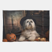 Lhasa Apso Pumpkins Halloween Beängstigend Geschirrtuch (Horizontal)