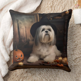 Lhasa Apso Pumpkins Halloween Beängstigend Kissen