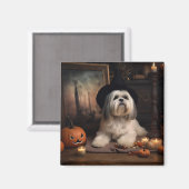 Lhasa Apso Pumpkins Halloween Beängstigend Magnet (Vorderseite/Rückseite)