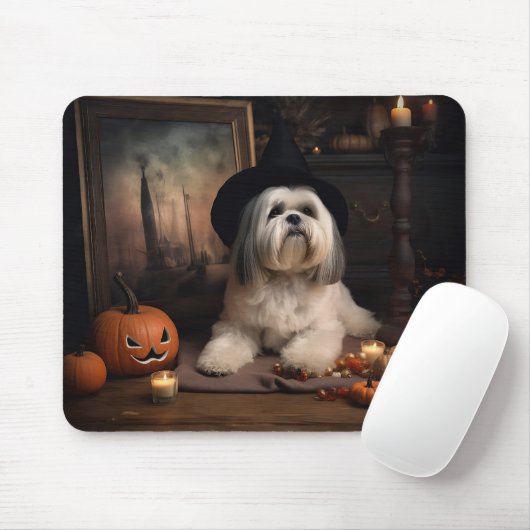 Lhasa Apso Pumpkins Halloween Beängstigend Mousepad (Mit Mouse)
