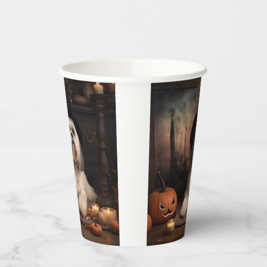 Lhasa Apso Pumpkins Halloween Beängstigend Pappbecher (Links)