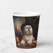 Lhasa Apso Pumpkins Halloween Beängstigend Pappbecher (Vorderseite)