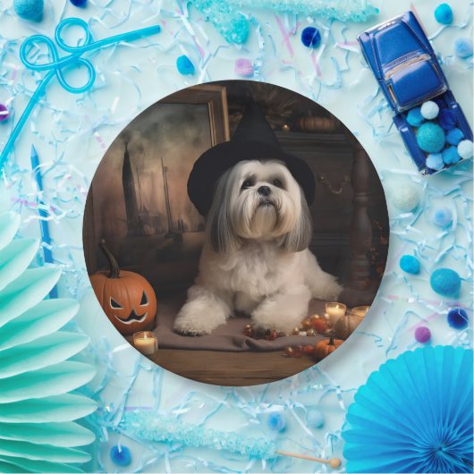 Lhasa Apso Pumpkins Halloween Beängstigend Pappteller (Party)