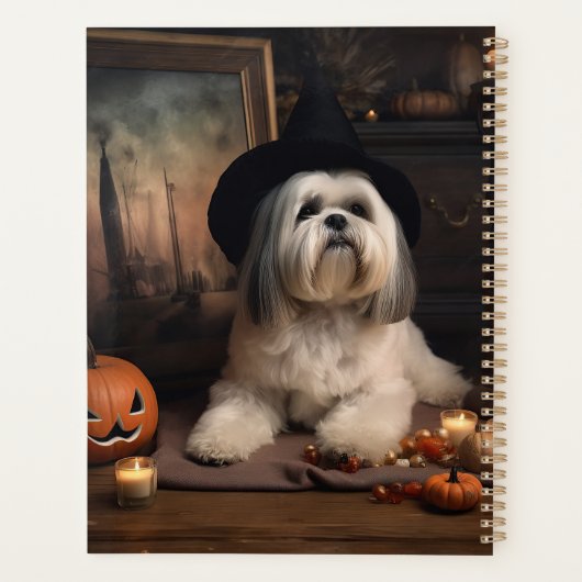 Lhasa Apso Pumpkins Halloween Beängstigend Planer (Rückseite)