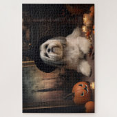 Lhasa Apso Pumpkins Halloween Beängstigend Puzzle (Vertikal)