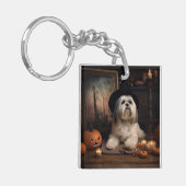 Lhasa Apso Pumpkins Halloween Beängstigend Schlüsselanhänger (Vorderseite links)