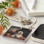 Lhasa Apso Pumpkins Halloween Beängstigend Schlüsselanhänger (Vorderseite rechts)