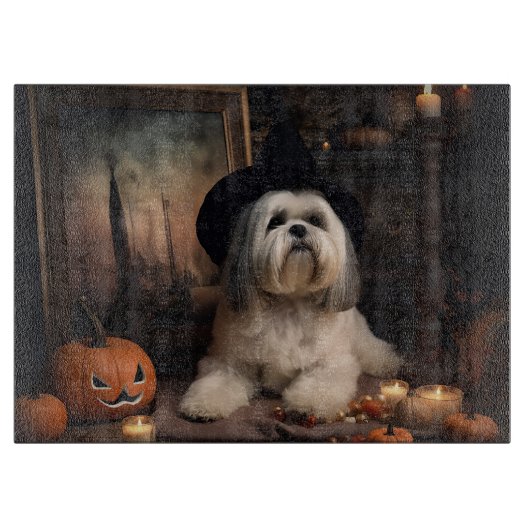 Lhasa Apso Pumpkins Halloween Beängstigend Schneidebrett (Vorderseite)