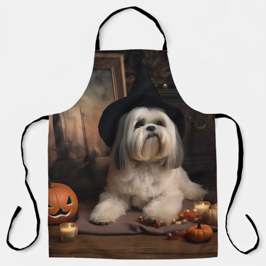 Lhasa Apso Pumpkins Halloween Beängstigend Schürze (Vorderseite)
