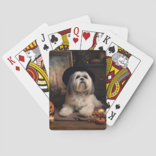Lhasa Apso Pumpkins Halloween Beängstigend Spielkarten