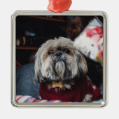 Lhasa apso puppy at Christmas b Ornament Aus Metall (Vorne)