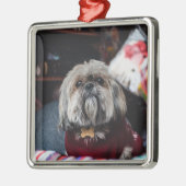 Lhasa apso puppy at Christmas b Ornament Aus Metall (Links)