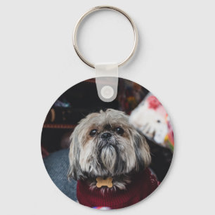 Lhasa apso puppy at Christmas b Schlüsselanhänger