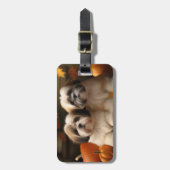 Lhasa Apso Puppy Autumn Delight Pumpkin Gepäckanhänger (Vorderseite vertikal)
