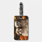 Lhasa Apso Puppy Autumn Delight Pumpkin Gepäckanhänger (Rückseite vertikal)