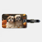 Lhasa Apso Puppy Autumn Delight Pumpkin Gepäckanhänger (Rückseite horizontal)