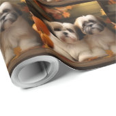 Lhasa Apso Puppy Autumn Delight Pumpkin Geschenkpapier (Rolleneckpunkt)