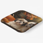 Lhasa Apso Puppy Autumn Delight Pumpkin Pappteller (Gewinkelt)