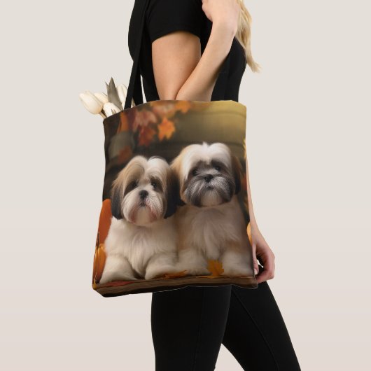 Lhasa Apso Puppy Autumn Delight Pumpkin Tasche (Von Nahem)
