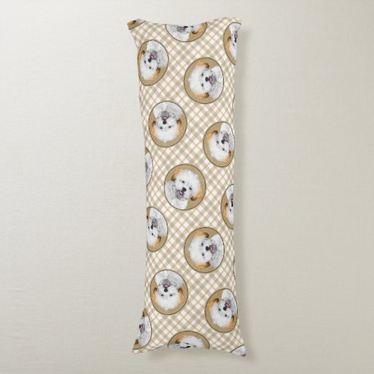 Lhasa Apso Puppy Malerei Niedliche Original Hunde Seitenschläferkissen (Vorderseite Vertikal)