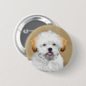 Lhasa Apso Puppy Painting - Niedliche Original Dog Button (Vorne & Hinten)
