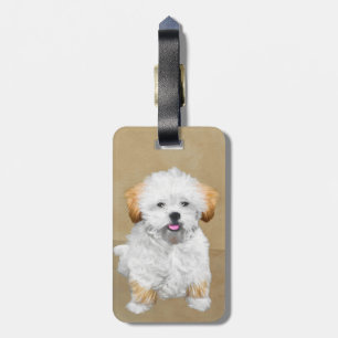 Lhasa Apso Puppy Painting - Niedliche Original Dog Gepäckanhänger
