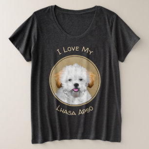 Lhasa Apso Puppy Painting - Niedliche Original Dog Große Größe T-Shirt