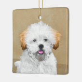 Lhasa Apso Puppy Painting - Niedliche Original Dog Keramikornament (Links)